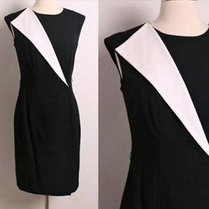 Calvin Klein Black White Tuxedo Cocktail Dress 2